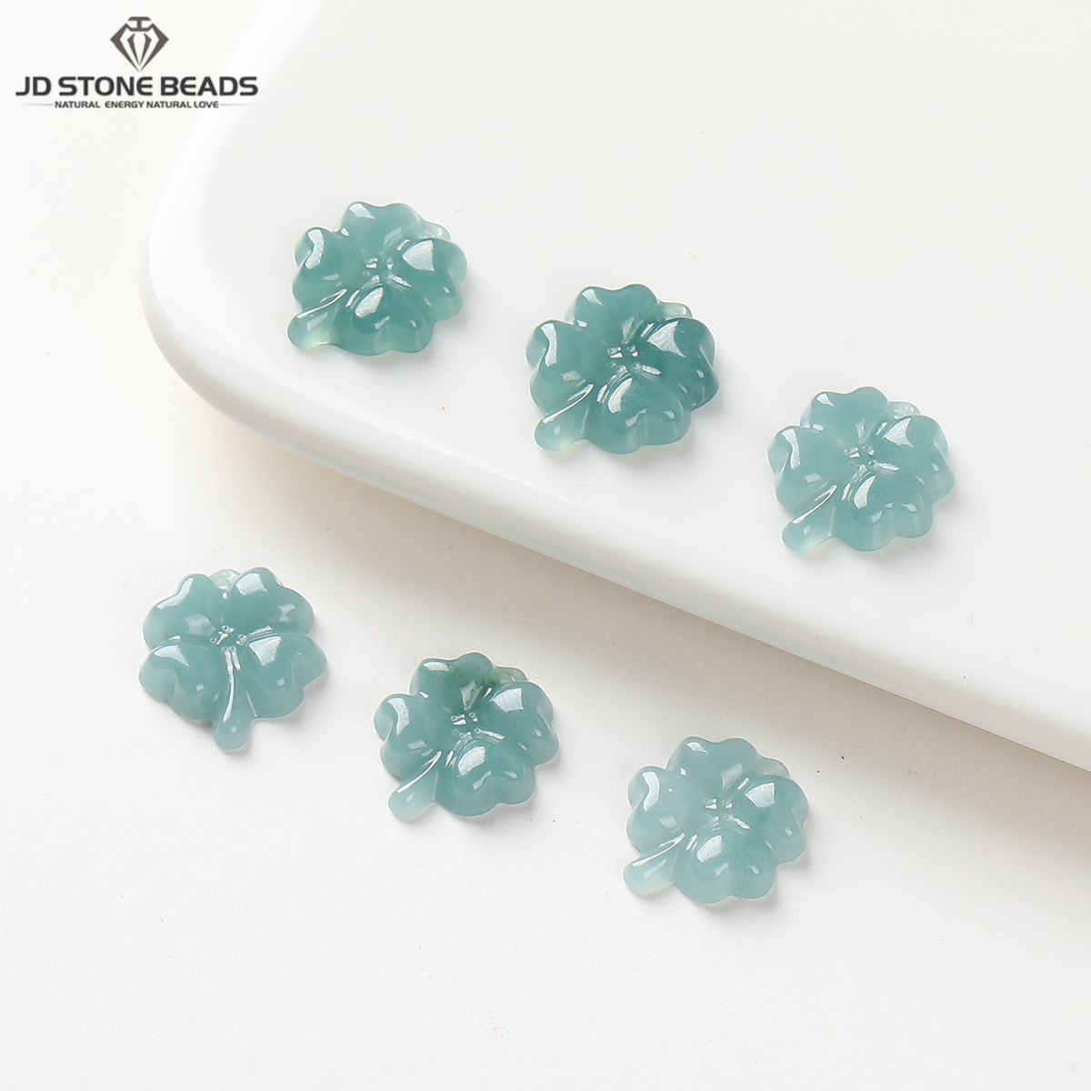 Red Clover Flower - 1 Pc Natural Stone Guatemala Jadeite