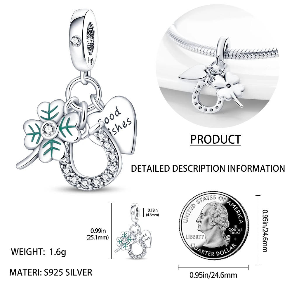 925 sterling silver green hors - огляд і ціна Red Clover Flower